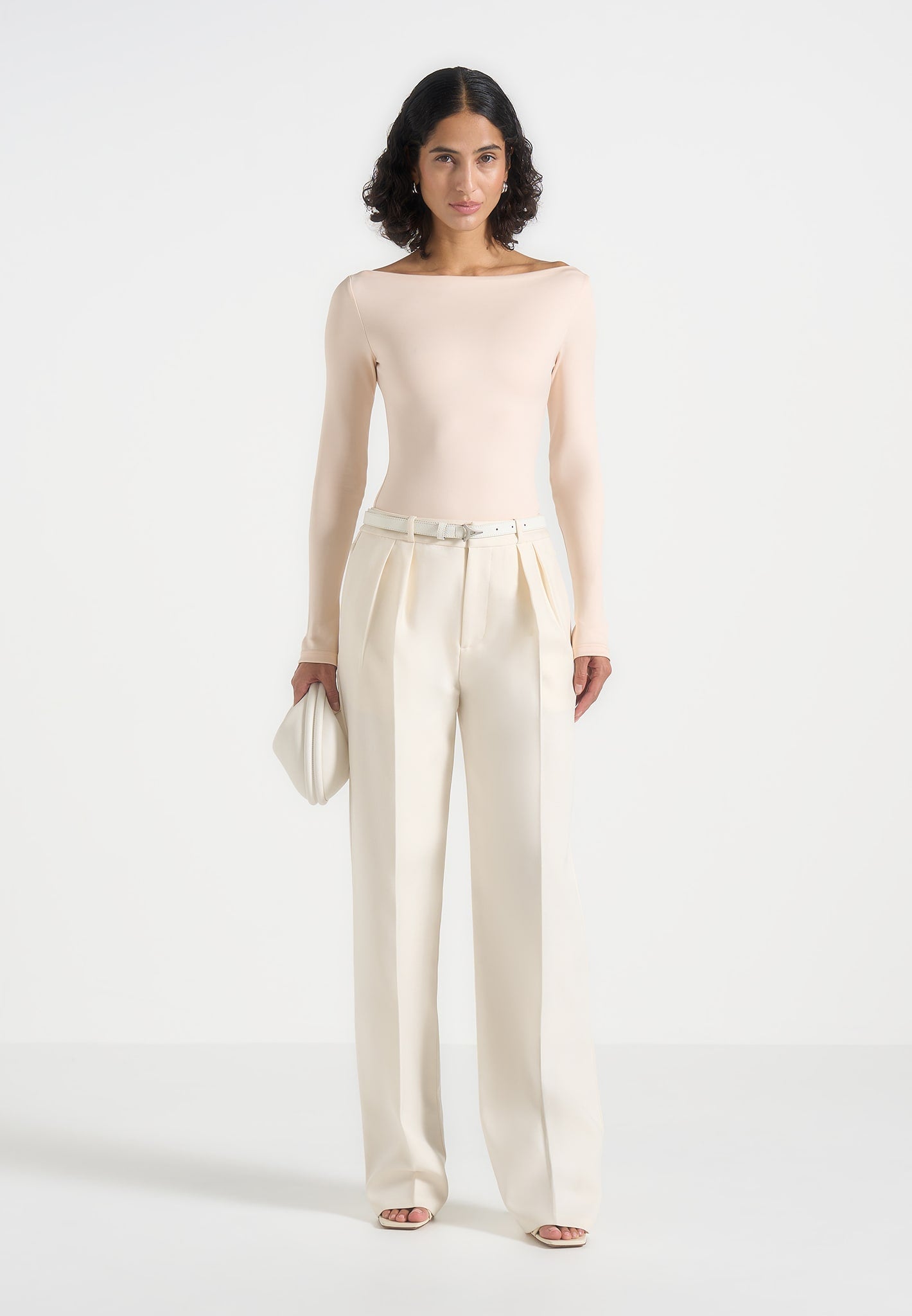 Eva - Boat Neck Bodysuit - Pale Pink 