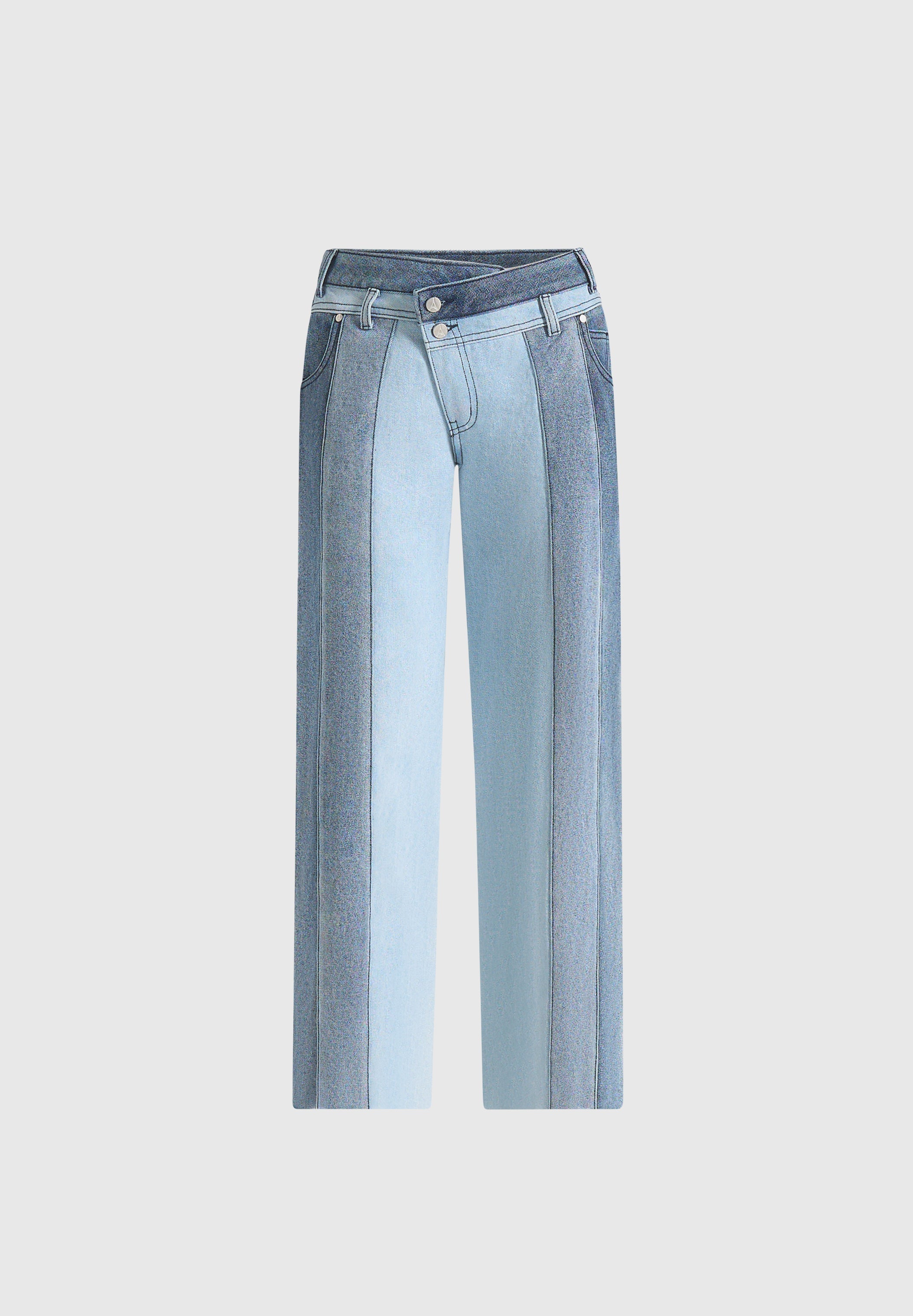 Jacinda - Colour Block Denim Jeans - Mid Blue