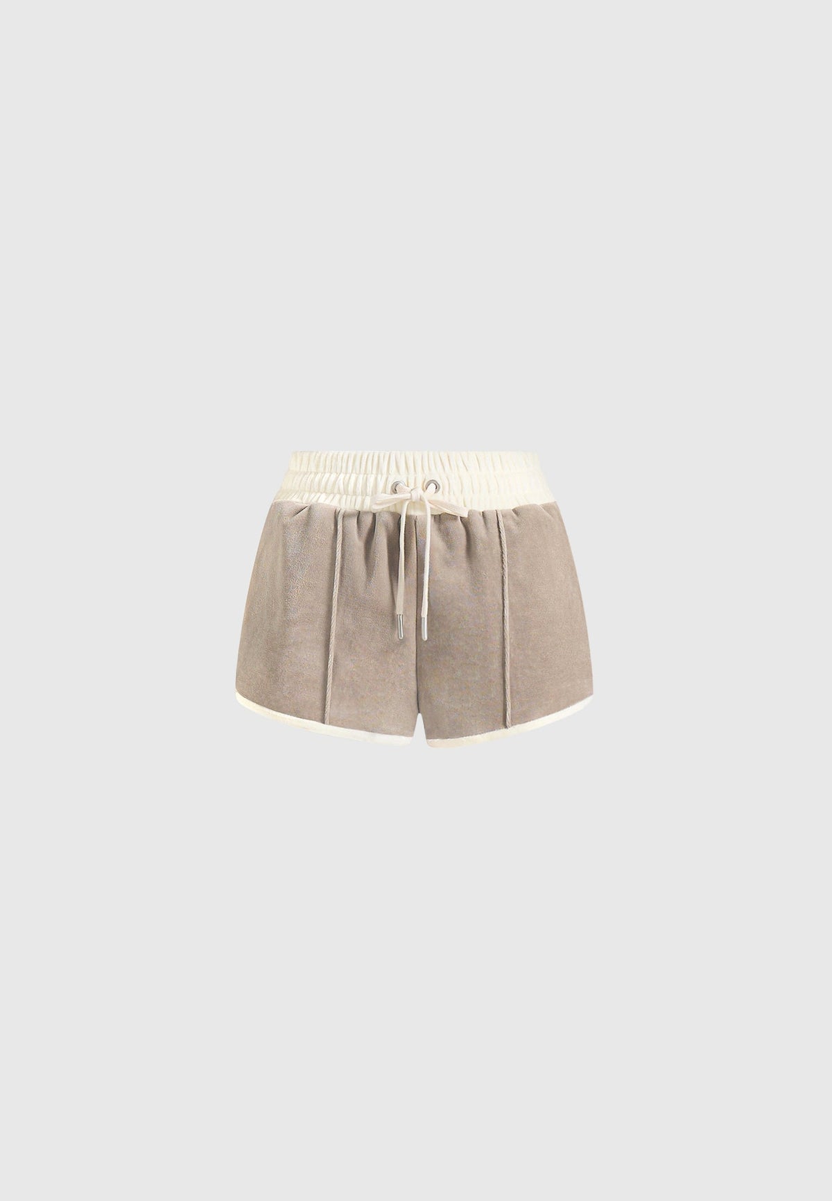 delina-contrast-velour-mini-shorts-beige