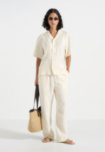 Addison - Unisex Textured Relaxed Fit Pants - Cream