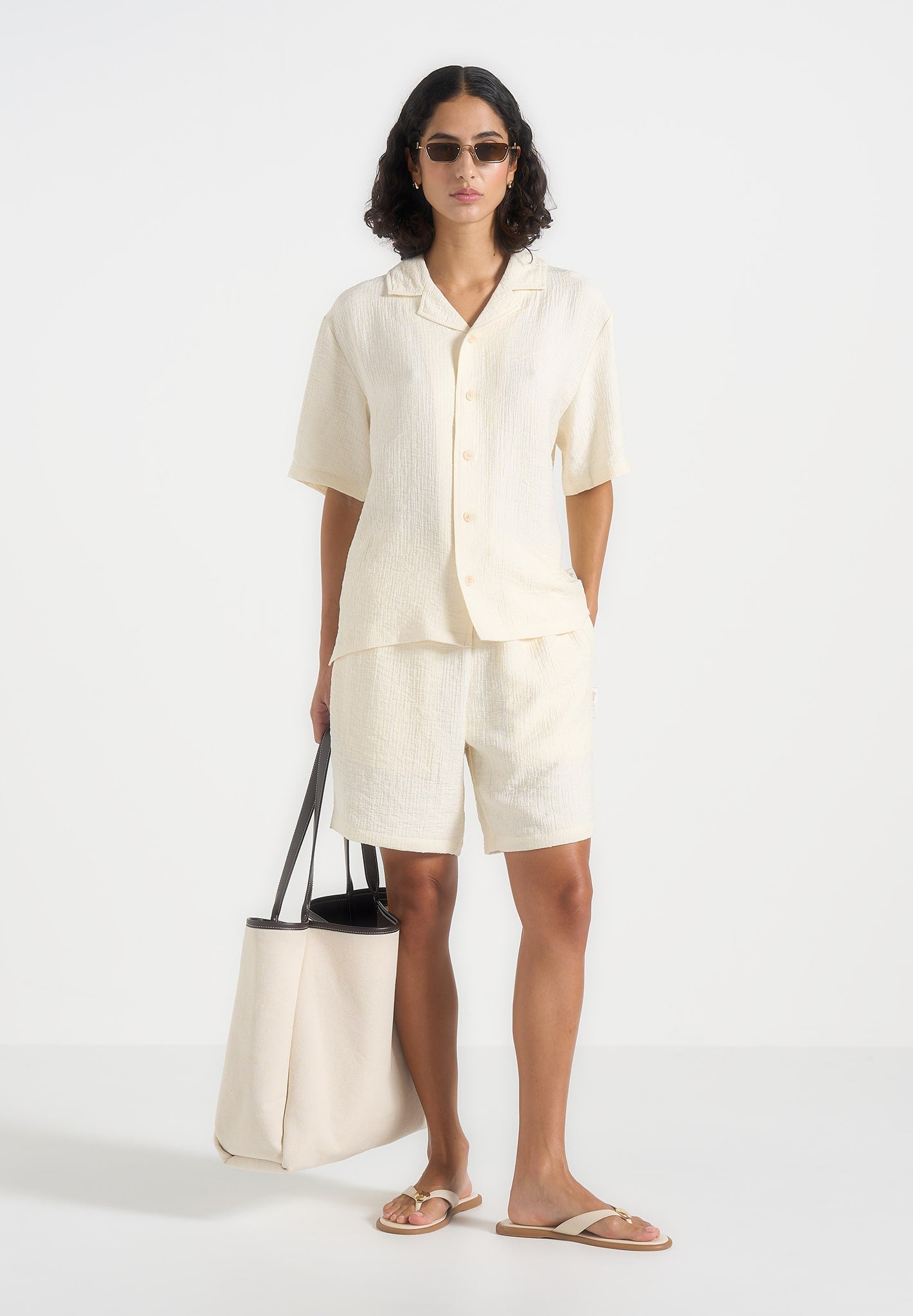 Harley - Unisex Textured Revere Shirt - Cream