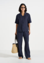 Harley - Unisex Textured Revere Shirt - Navy