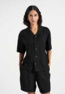 Harley - Unisex Textured Revere Shirt - Black