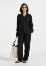 Addison - Unisex Textured Relaxed Fit Pants - Black