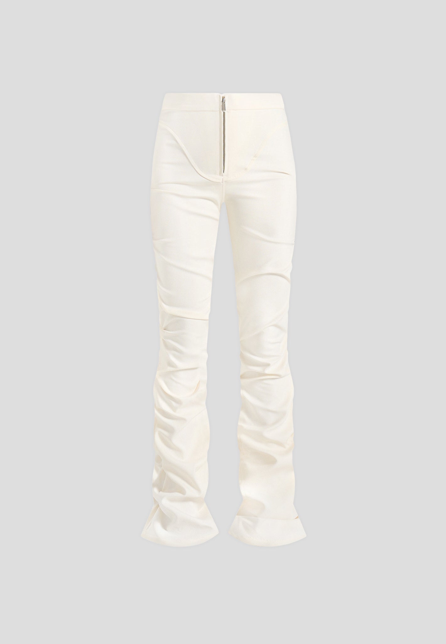 Caroline - Tacked Twill Fit & Flare Pants - White