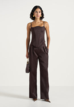 julie-satin-twin-pleat-pants-brown