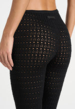 Piper - Pointelle Asymmetric Capri Leggings - Black