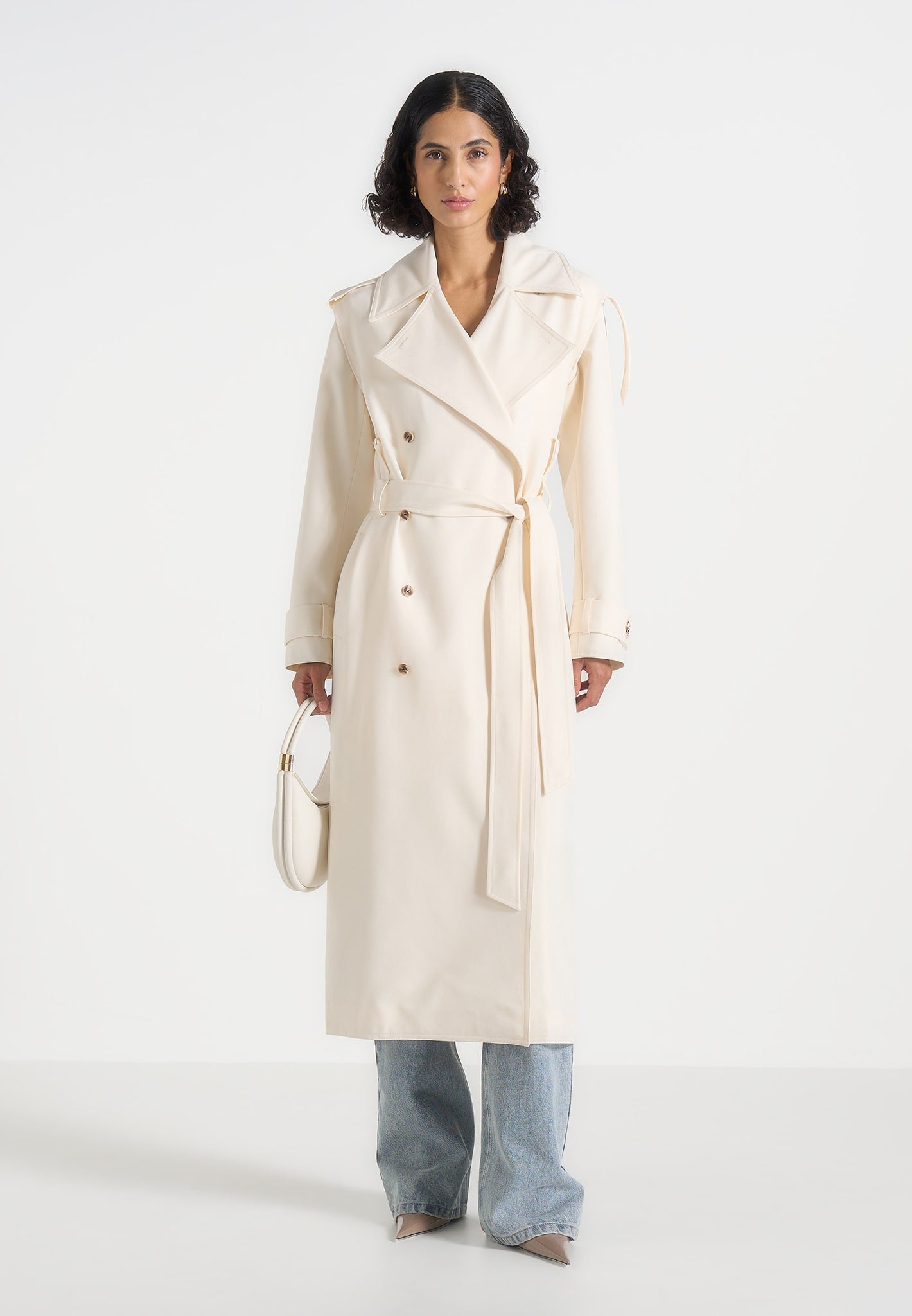 Esther - Trench Coat With Double Belt - White 