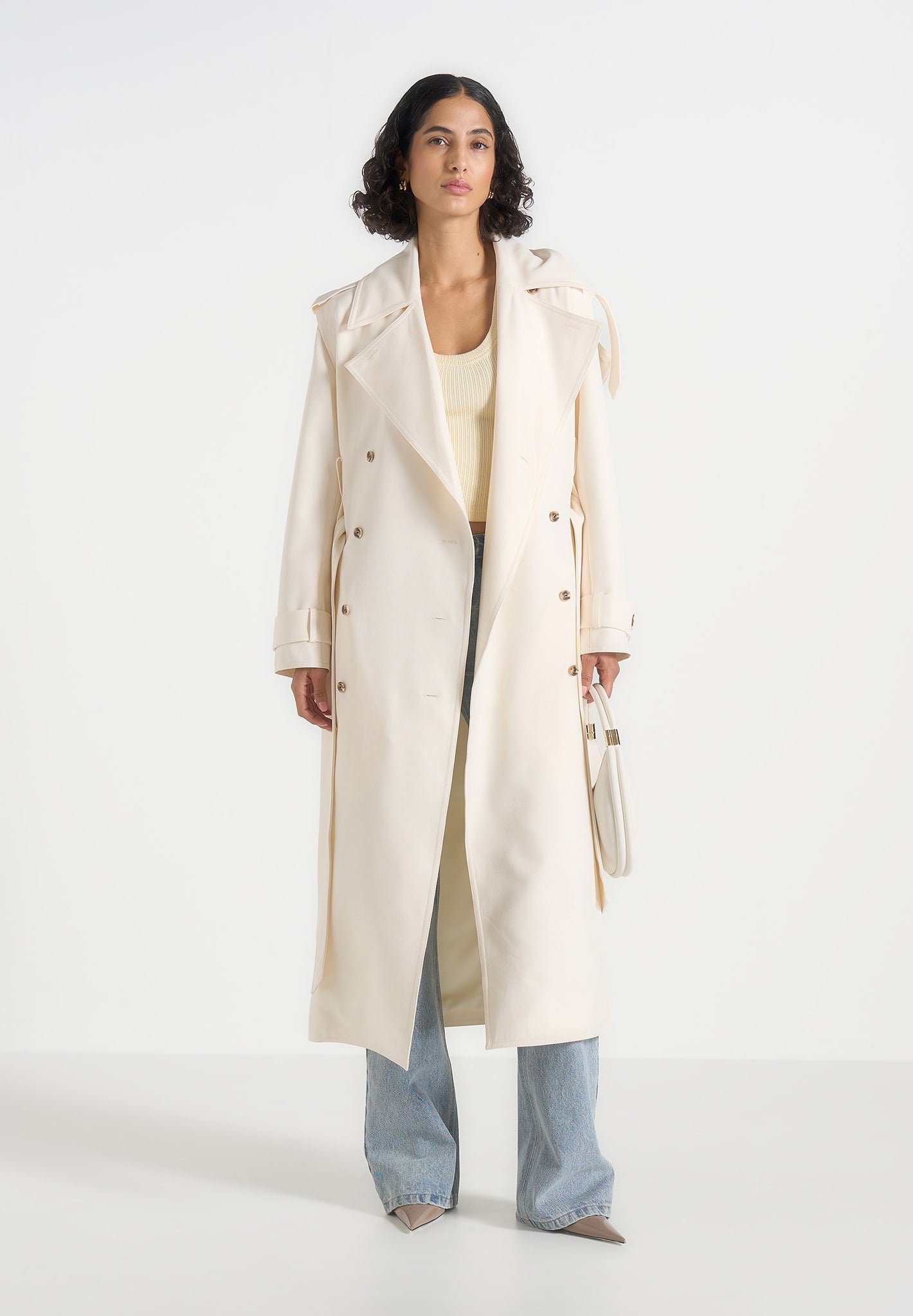 Esther - Trench Coat With Double Belt - White