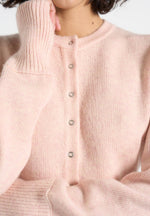 Mayla - Knitted Cinch Waist Cardigan - Pale Pink