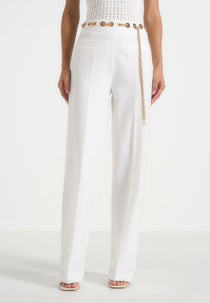 Perrine - Hardware Detail Belted Trousers - White