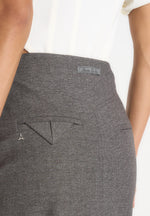 Regine - Tailored Box Pleat Maxi Skirt - Marl Grey
