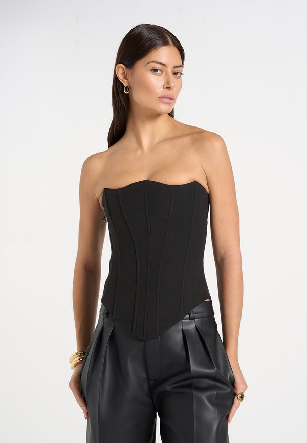Scarlett - Tailored Lace Up Corset - Black