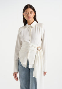 Fia - Wrap Shirt With Hardware Detail - White