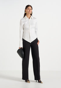 Sonia - Satin Cinch Shirt - White