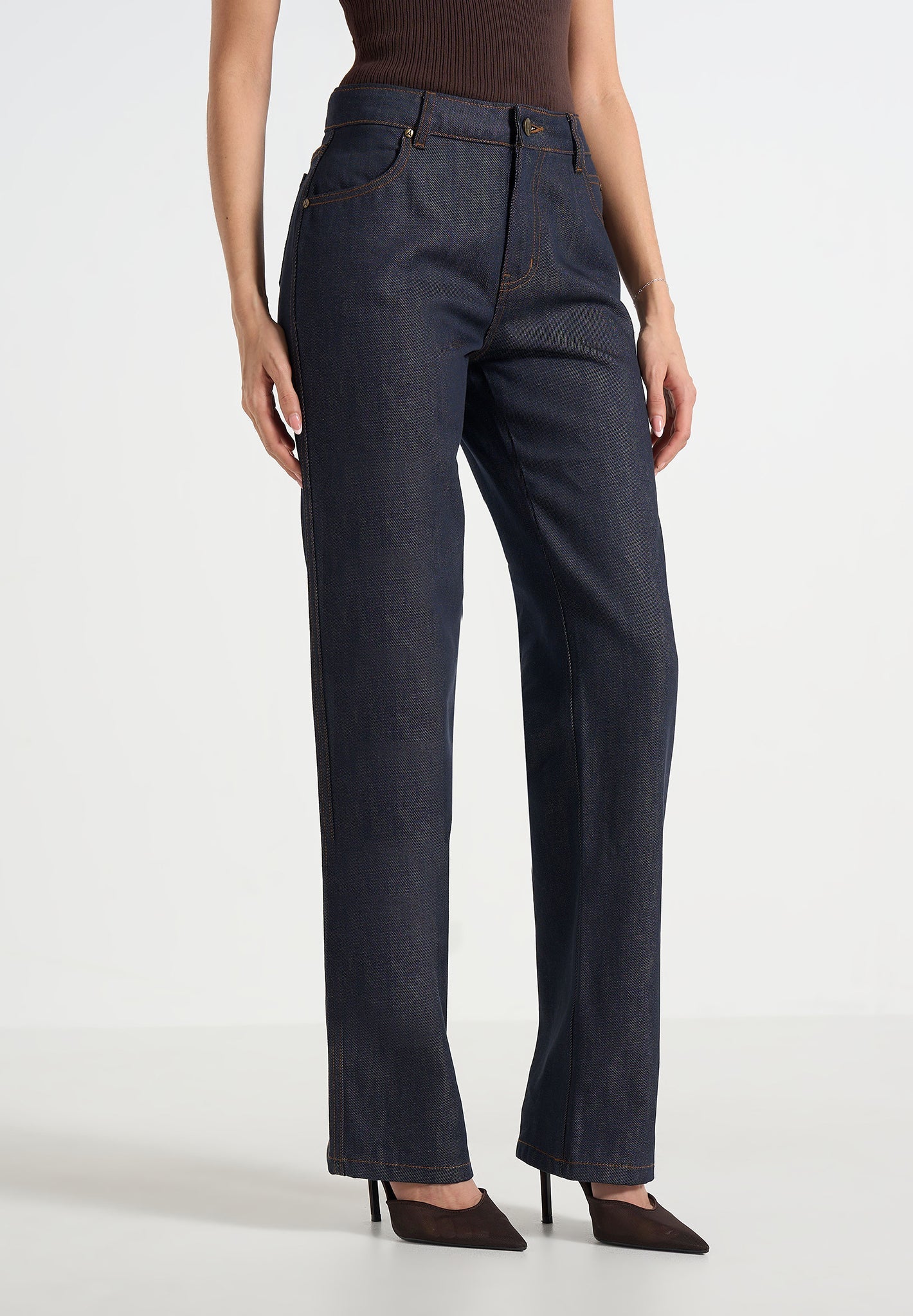 Florence - Denim High Rise Straight Leg Jeans - Indigo