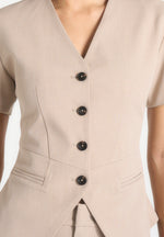 Yolanda - Tailored Peplum Waistcoat - Beige