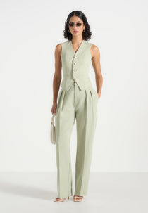 Christine - Tailored Cinched Waistcoat - Sage