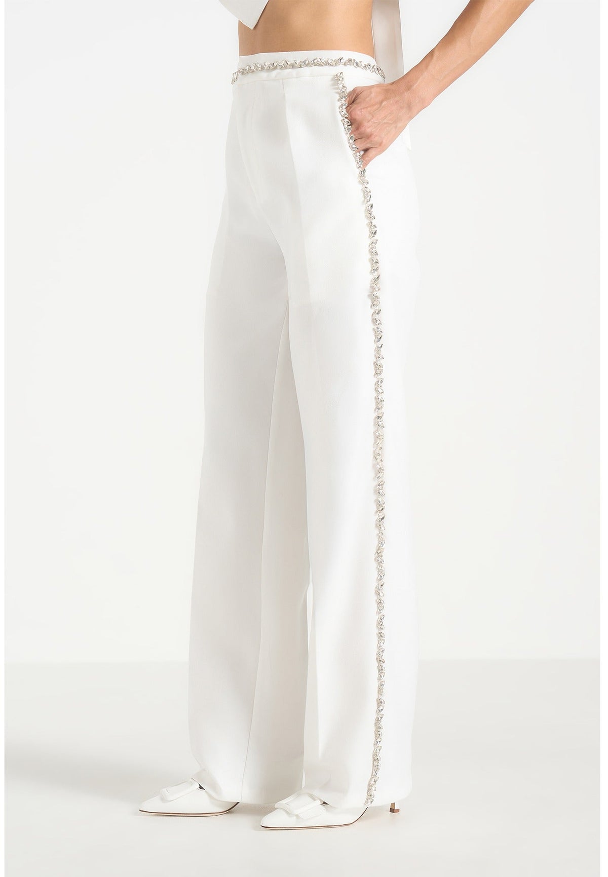 Patricia - Embellished Tailored Pants - White