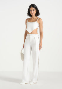 Patricia - Embellished Tailored Pants - White