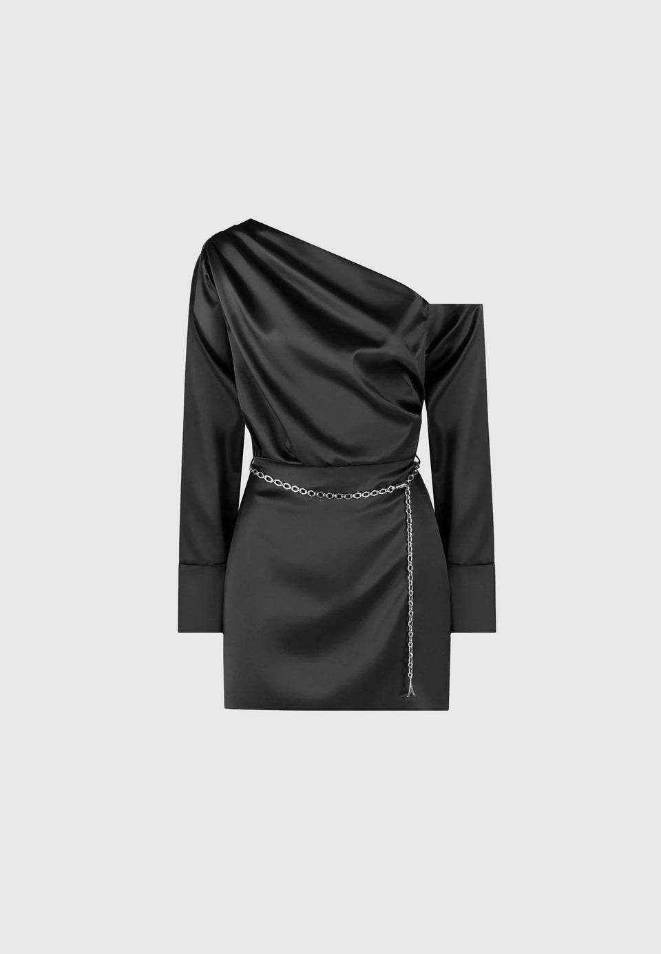 off-shoulder-draped-satin-mini-dress-with-belt-black