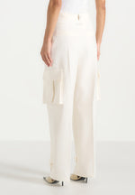 Danielle - Tailored Pleated Cargo Pants - Off White