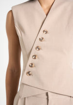 Laurence - Tailored Asym Wrap Waistcoat - Beige