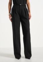 Julie - Tailored Twin Pleat Pants - Black