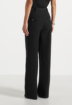 Julie - Tailored Twin Pleat Pants - Black