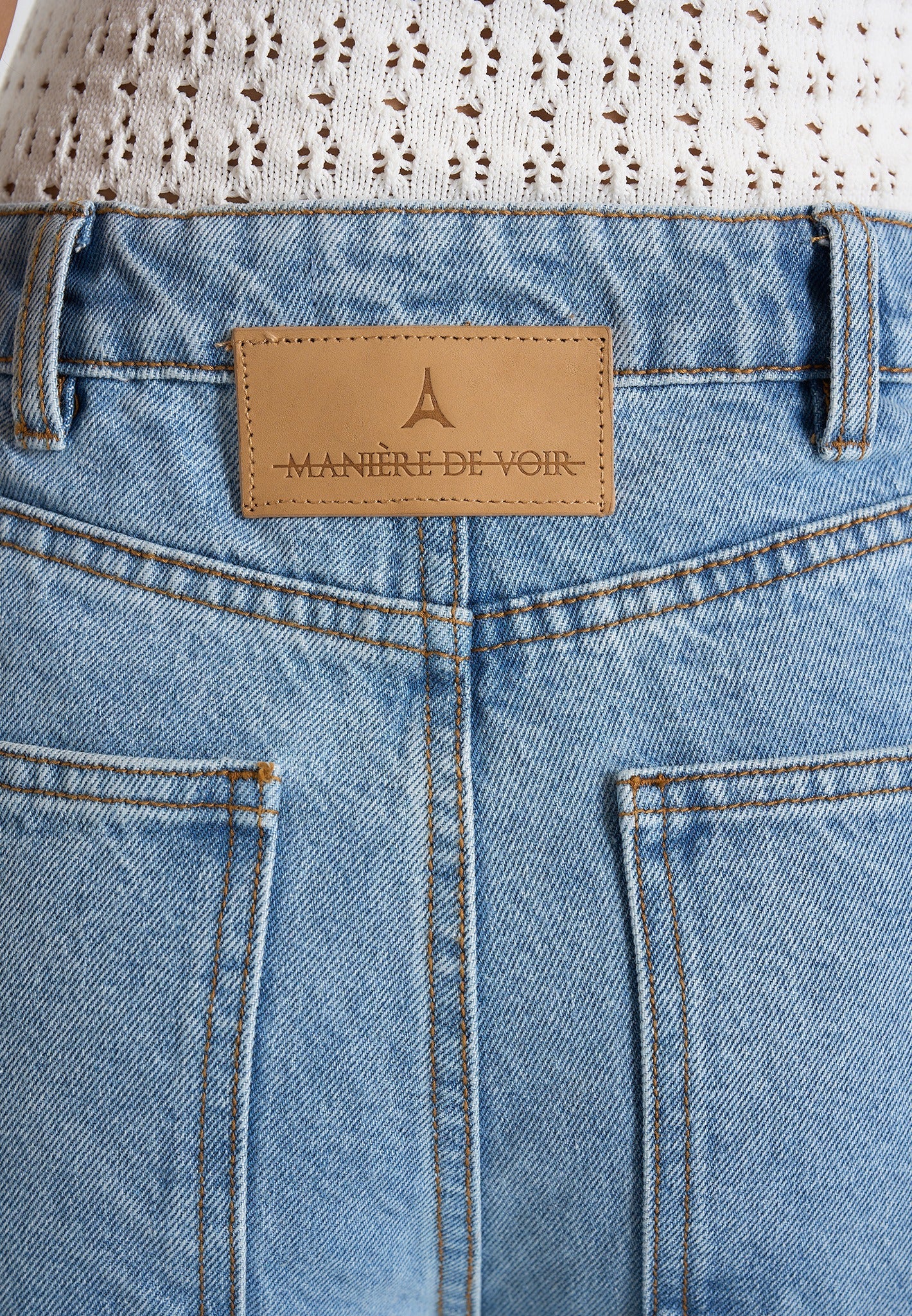 Lucy - Twin Pleat Wide-Leg Denim Jeans - Mid Blue