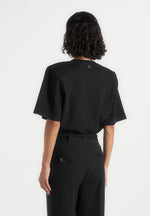 BS002 - Wide Shoulder Bodysuit T-Shirt - Black