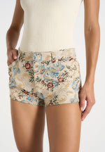 Samia - Tapestry Mini Shorts - Beige