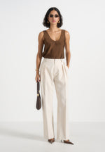Mathilda - Satin Scoop Neck Open Back Vest - Brown