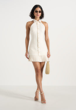 jasmine-halterneck-pleated-mini-dress-cream