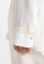 Mya - Crochet Detail Georgette Shirt - Off White