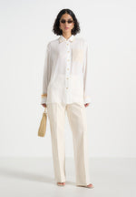 Mya - Crochet Detail Georgette Shirt - Off White
