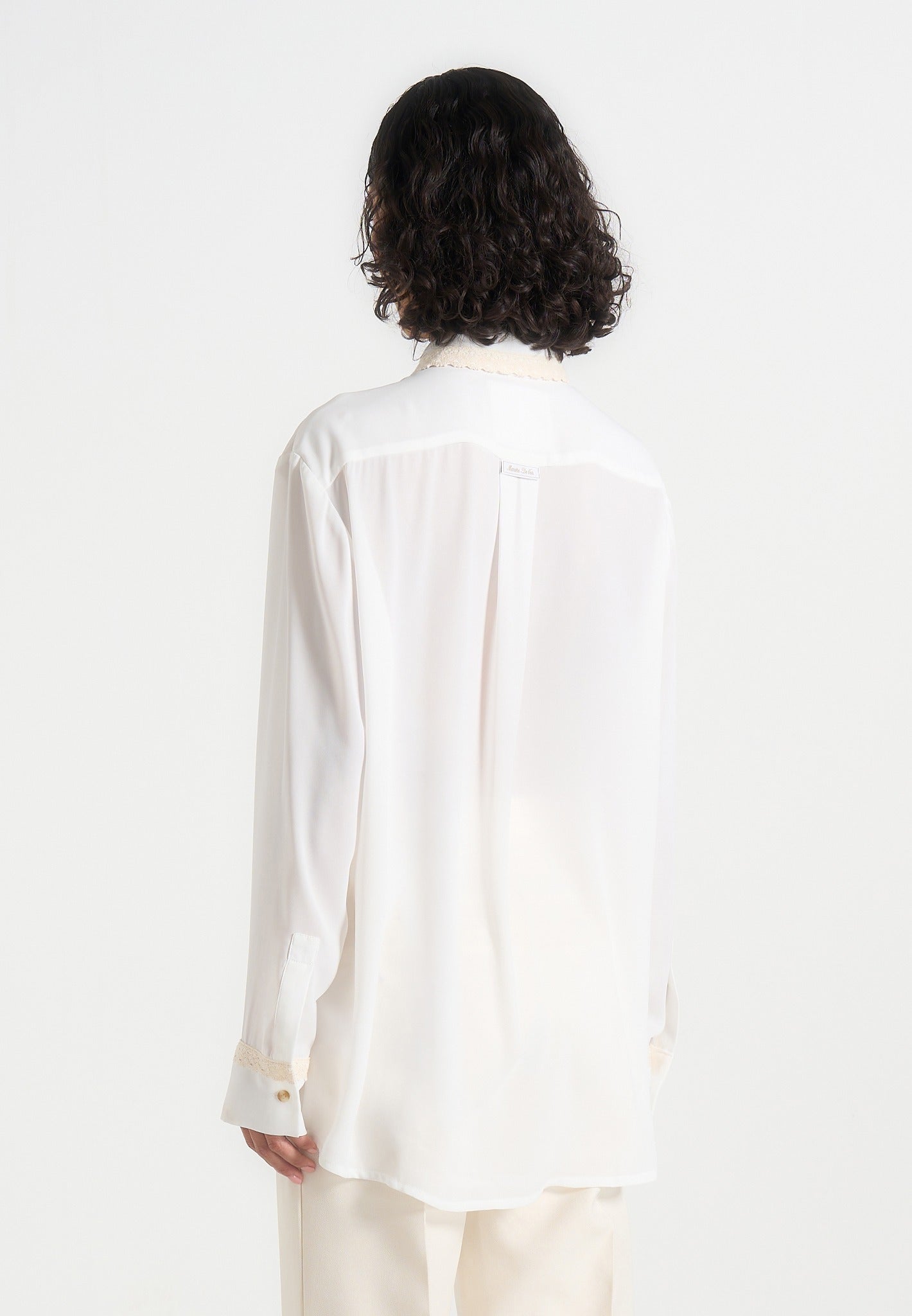 Mya - Crochet Detail Georgette Shirt - Off White