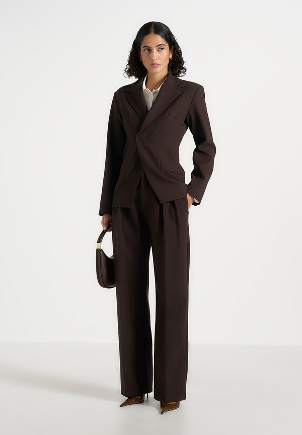 Beatrice - Tailored Cinched Blazer - Dark Brown