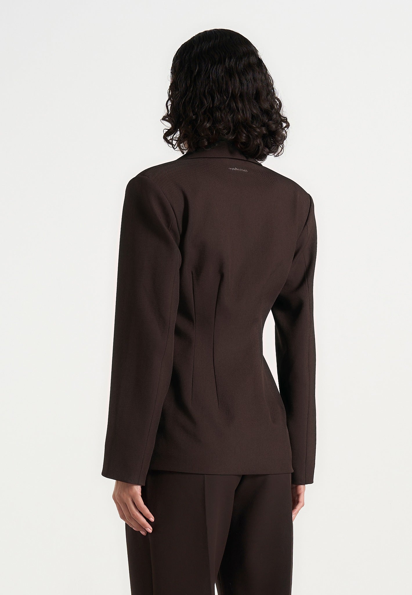 Beatrice - Tailored Cinched Blazer - Dark Brown