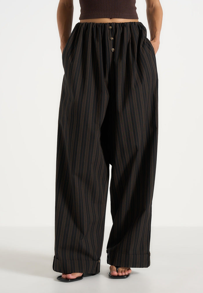 ivanna-elasticated-wide-leg-striped-cotton-trousers-black-brown