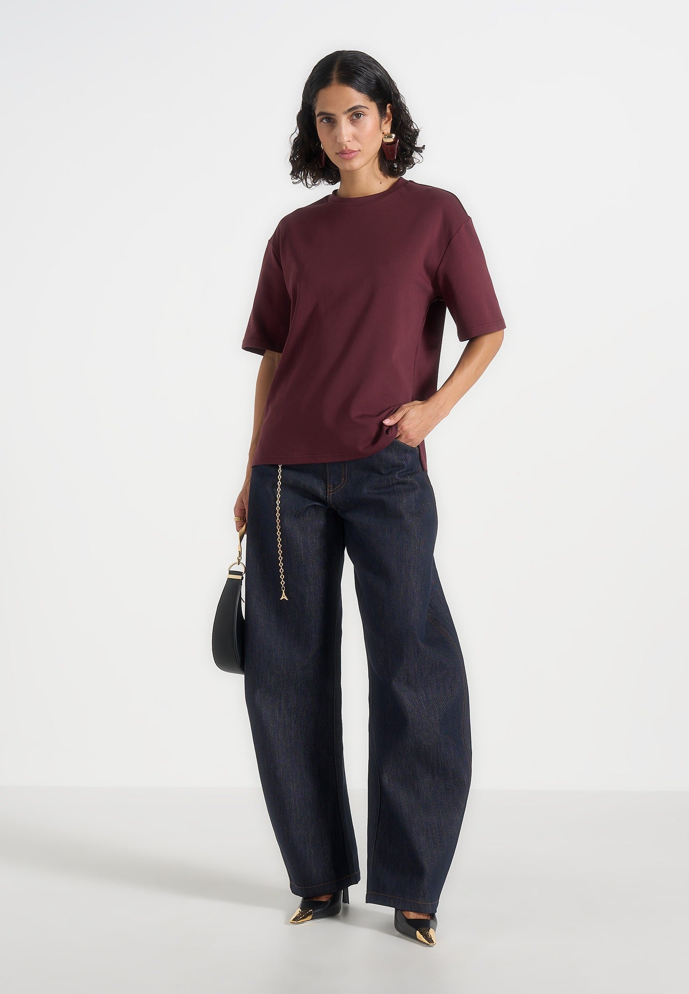 TS007 - Unisex Relaxed Fit Cotton T-Shirt - Wine Red 