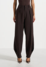Sophie - Twist Leg Tailored Pants - Brown