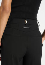 Darlene - Turn Up Detail Tailored Twin Pleat Pants - Black