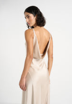 Saffron - Satin Belted Maxi Dress - Champagne