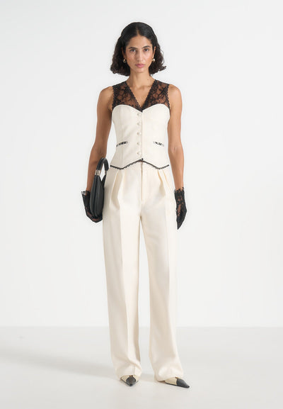 Veronica - Lace Tailored Corset Waistcoat - White