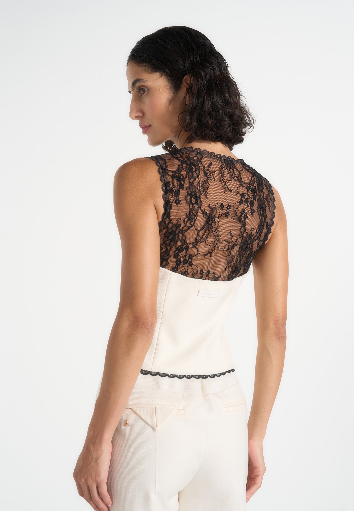 Veronica - Lace Tailored Corset Waistcoat - White