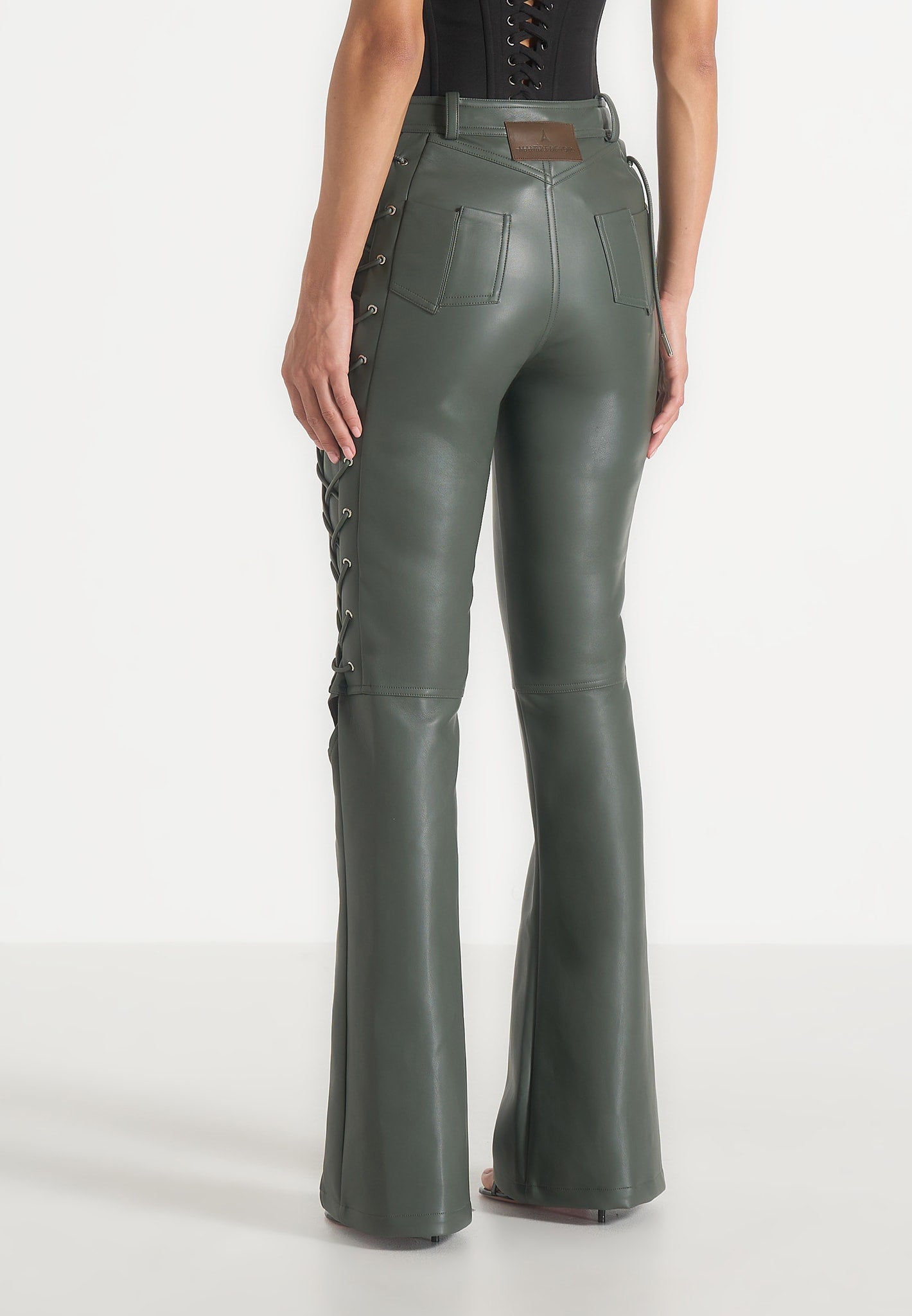ambre-leather-lace-up-flared-trousers-olive