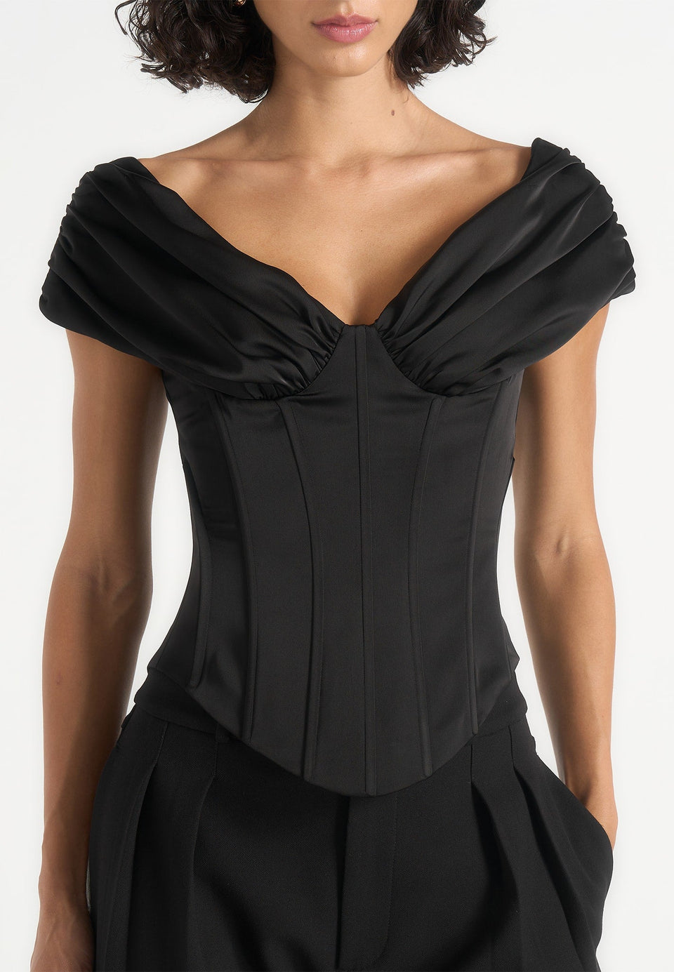ursula-off-shoulder-pleated-corset-top-black