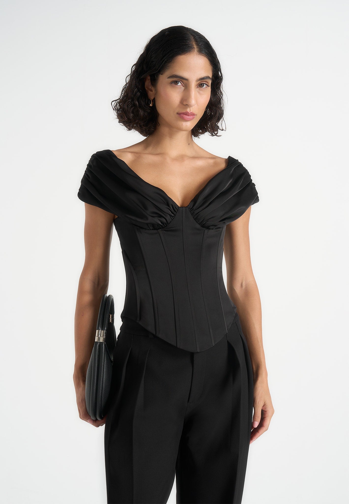 ursula-off-shoulder-pleated-corset-top-black
