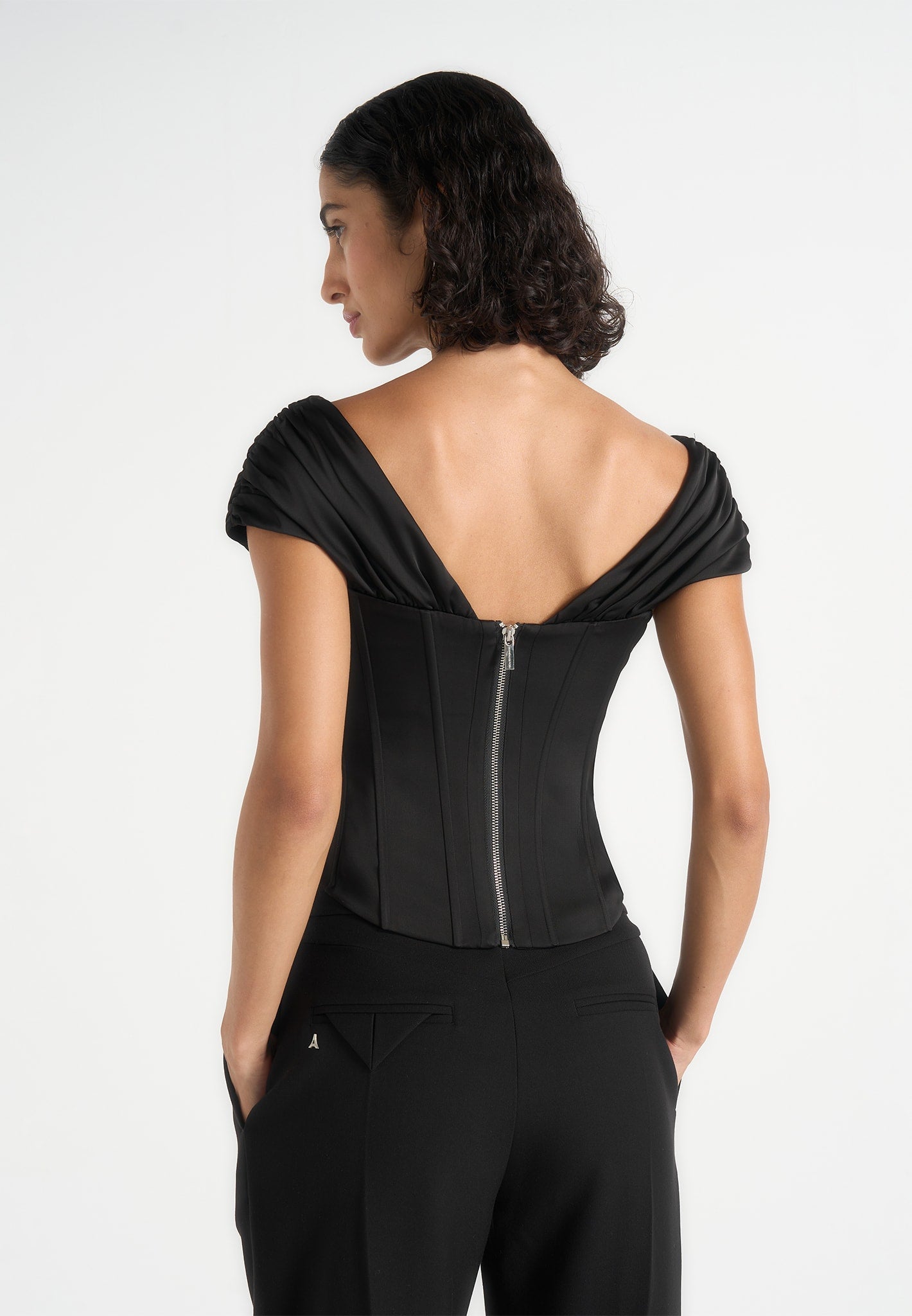 ursula-off-shoulder-pleated-corset-top-black